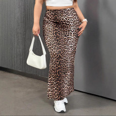 Leopard Print Slim Split Long Skirt GMES-1039