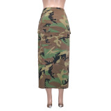 Casual Camouflage Printed Split Skirt SH-390451