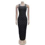 Hot Diamond U Neck Sleeveless Bodycon Dress BY-7117