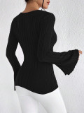 Flare Sleeve V Neck T Shirt GYSQ-CCEF1870