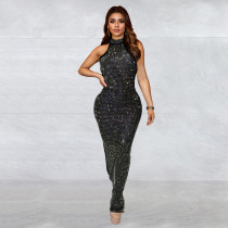 Hot Drill Slim Backless Maxi Dress GFYX-7106