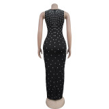 Hot Diamond U Neck Sleeveless Bodycon Dress BY-7117