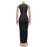 Hot Diamond U Neck Sleeveless Bodycon Dress BY-7117