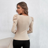 Square Neck Long Sleeve Knits T Shirt GYSQ-WCCF2310
