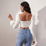 Long Sleeve Square Neck Crop Tops GYSQ-QCCF1440