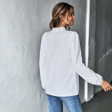 Ruffles Long Sleeve V Neck Shirt GYSQ-QCCH0540
