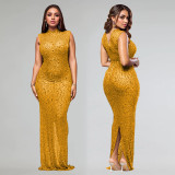 Hot Drill Sleeveless Slim Maxi Dress GFYX-7113