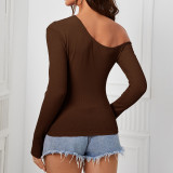 Off Shoulder Irregular Knits Tops GYSQ-QCCF0920