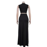 Deep V Neck Sleeveless Split Maxi Dress GFYX-7062