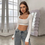 Long Sleeve Sport Knits Crop Tops  GYSQ-CTDF0130