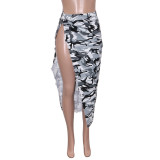 Casual Camouflage Printed Split Skirt SH-390451