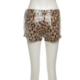 Leopard Print Sequin Mini Short DLSF-K24P56756
