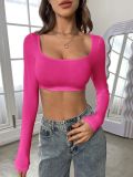 Long Sleeve Sport Knits Crop Tops  GYSQ-CTDF0130