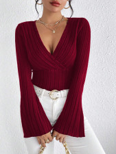 Flare Sleeve V Neck T Shirt GYSQ-CCEF1870