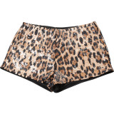 Leopard Print Sequin Mini Short DLSF-K24P56756