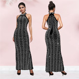 Off Shoulder Hot Drill Slim Maxi Dress BY-7140