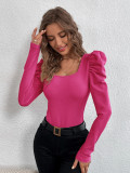 Square Neck Long Sleeve Knits T Shirt GYSQ-WCCF2310