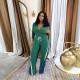 Velvet Denim Patchwork Threaded Sweatpants Set TE-4725