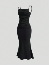 Solid Color Sleeveless Sling Maxi Dress GYSQ-CDEA0320