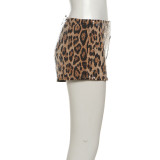 Leopard Print Sequin Mini Short DLSF-K24P56756