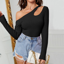 Off Shoulder Irregular Knits Tops GYSQ-QCCF0920