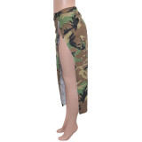 Casual Camouflage Printed Split Skirt SH-390451