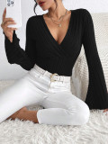 Flare Sleeve V Neck T Shirt GYSQ-CCEF1870