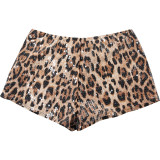 Leopard Print Sequin Mini Short DLSF-K24P56756