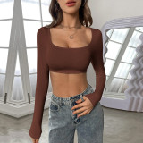 Long Sleeve Sport Knits Crop Tops  GYSQ-CTDF0130