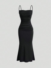 Solid Color Sleeveless Sling Maxi Dress GYSQ-CDEA0320