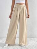 Solid Color Pleated Loose Wide Leg Pants GYSQ-ZPDH0430