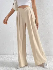 Solid Color Pleated Loose Wide Leg Pants GYSQ-ZPDH0430