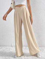 Solid Color Pleated Loose Wide Leg Pants GYSQ-ZPDH0430