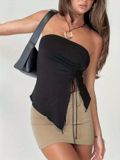 Drawstring Split Irregular Tank Top GYSQ-KCEC1280