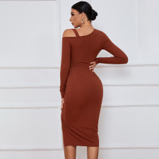 Long Sleeve Drawstring Split Midi Dress GYSQ-WDCG2610