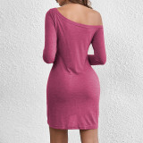 Loose Solid Logn Sleeve Casual Dress GYSQ-CDCJ3120