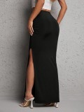 Solid Color Slim High Split Long Skirt GYSQ-UREE3110
