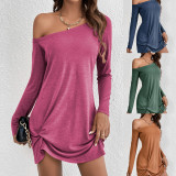 Loose Solid Logn Sleeve Casual Dress GYSQ-CDCJ3120