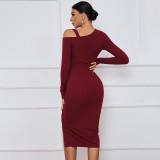 Long Sleeve Drawstring Split Midi Dress GYSQ-WDCG2610