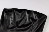 Sexy Wrap Chest Slim PU Leather Mini Dress GPBY-1421