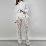 Lace See Through Patchwork Pants GPBY-15116