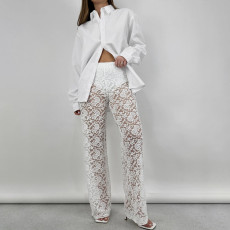 Lace See Through Patchwork Pants GPBY-15116