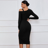 Long Sleeve Drawstring Split Midi Dress GYSQ-WDCG2610