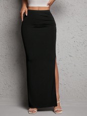 Solid Color Slim High Split Long Skirt GYSQ-UREE3110