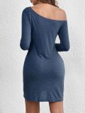 Loose Solid Logn Sleeve Casual Dress GYSQ-CDCJ3120
