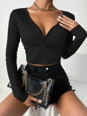 Long Sleeve V Neck Slim T Shirt GYSQ-UTEF2080