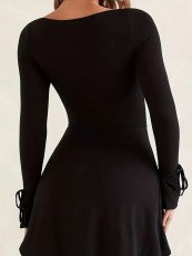 Square Neck High Waist Split Mini Dress GYSQ-CDEF1810