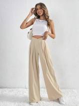 Solid Color Pleated Loose Wide Leg Pants GYSQ-ZPDH0430
