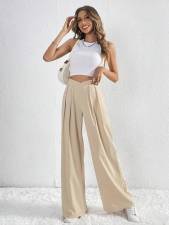 Solid Color Pleated Loose Wide Leg Pants GYSQ-ZPDH0430