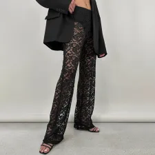 Lace See Through Patchwork Pants GPBY-15116